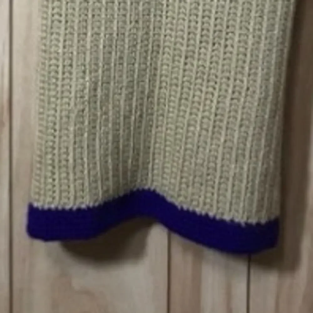 NWT Tan Purple Handmade Crocheted Baby Blanket by Dawny